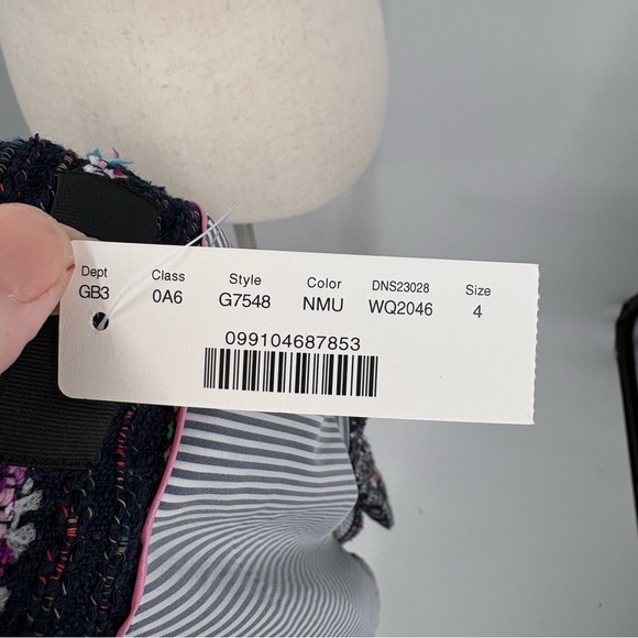 J. Crew Tweed Lady Jacket Blazer with Ties Cropped Navy Blue Pink 4 New with Tag - Picture 10 of 12